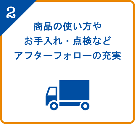 商品の使い方やお手入れ・点検などアフターフォローの充実